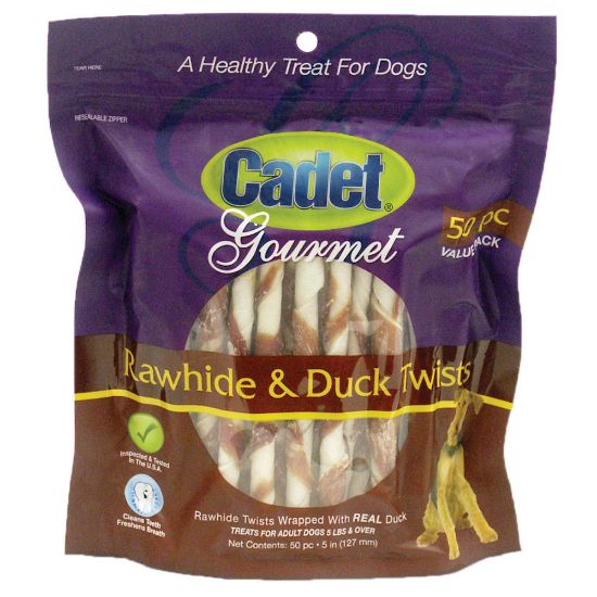 Picture of Cadet Premium Gourmet Rawhide and Duck Twists Treats 50 pack
