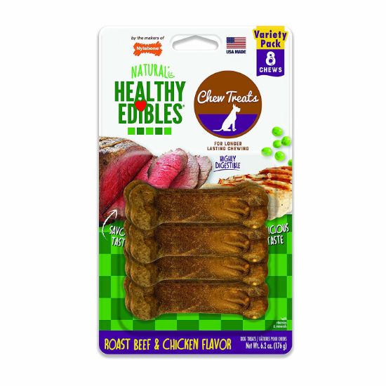 Picture of Nylabone Healthy Edibles Longer Lasting Roast Beef and Chicken Treats Petite 8 count