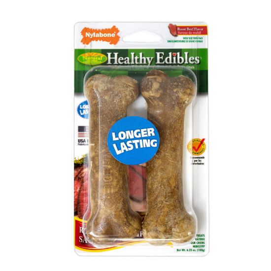 Picture of Nylabone Healthy Edibles Longer Lasting Beef Treats Wolf 2 count