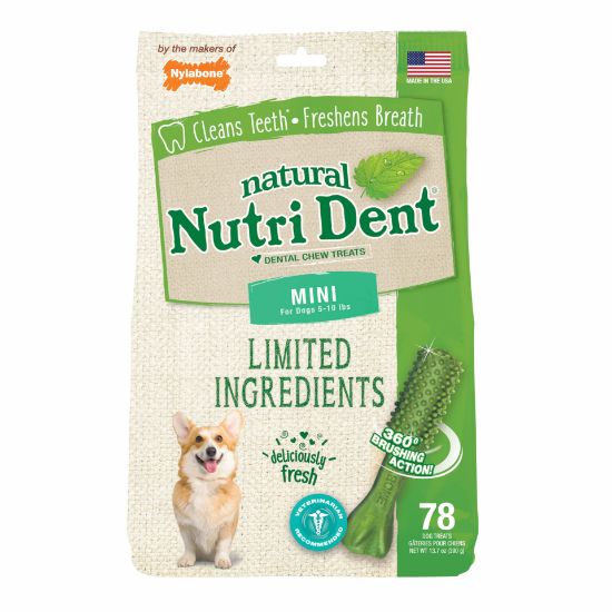 Picture of Nylabone Nutri Dent Limited Ingredient Dental Chews Fresh Breath Mini 78 count