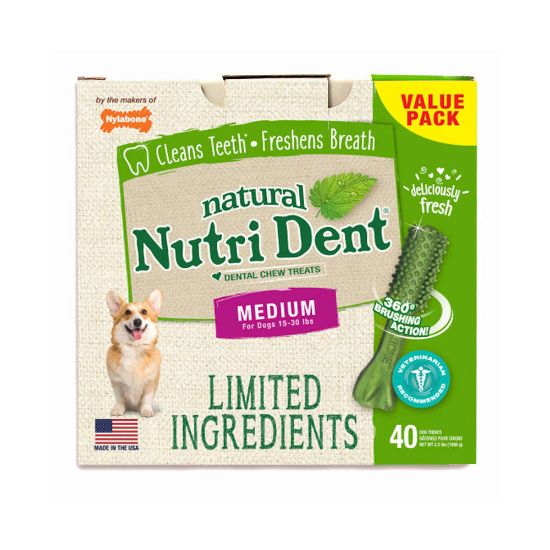 Picture of Nylabone Nutri Dent Limited Ingredient Dental Chews Fresh Breath Medium 40 count