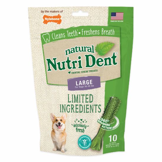 Picture of Nylabone Nutri Dent Limited Ingredient Dental Chews Fresh Breath Large 10 count