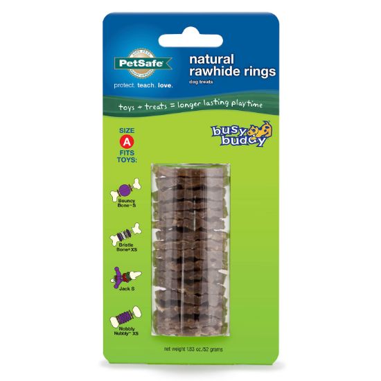 Picture of Premier Busy Buddy Rawhide Rings Refill 16 Pack Small Brown