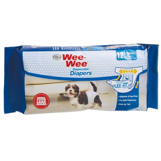 Picture of Four Paws Wee-Wee Disposable Diapers 12 pack Extra Small White