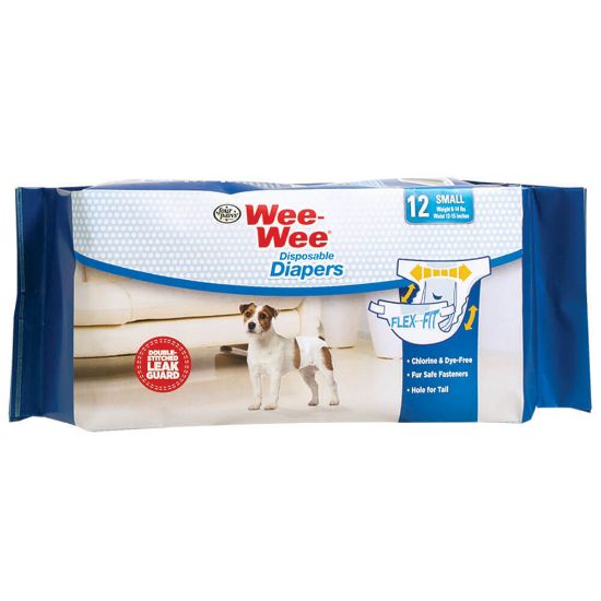 Picture of Four Paws Wee-Wee Disposable Diapers 12 pack Small White