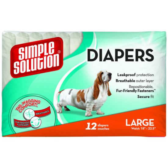 Picture of Simple Solution Disposable Dog Diapers 12 pack Large White