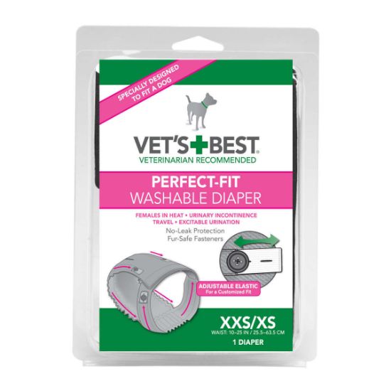 Picture of Vet's Best Perfect-Fit Washable Female Dog Diaper 1 pack Extra Extra Small / Extra Small Gray 5.44" x 1.75" x 7.75"