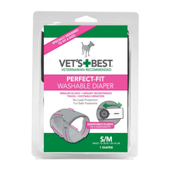 Picture of Vet's Best Perfect-Fit Washable Female Dog Diaper 1 pack Small / Medium Gray 5.44" x 1.75" x 7.75"