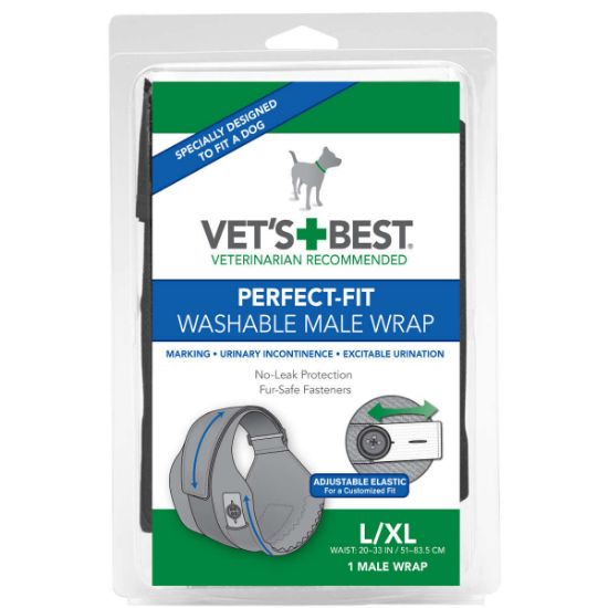 Picture of Vet's Best Perfect-Fit Washable Male Wrap 1 pack Large / Extra Large Black 6" x 2.13" x 9"