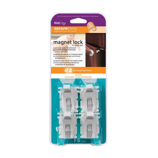 Picture of Kidco Magnet Lock and Key Adhesive Mount 4 Locks and Key White