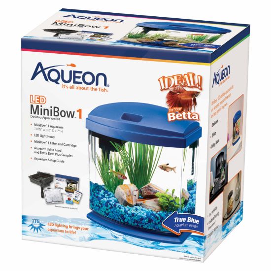 Picture of Aqueon MiniBow LED Aquarium Kit 1 Gallon Blue 8.5" x 6.25" x 9.25"
