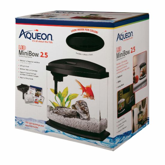 Picture of Aqueon MiniBow LED Aquarium Kit 2.5 Gallon Black 11.5" x 7.63" x 12.5"