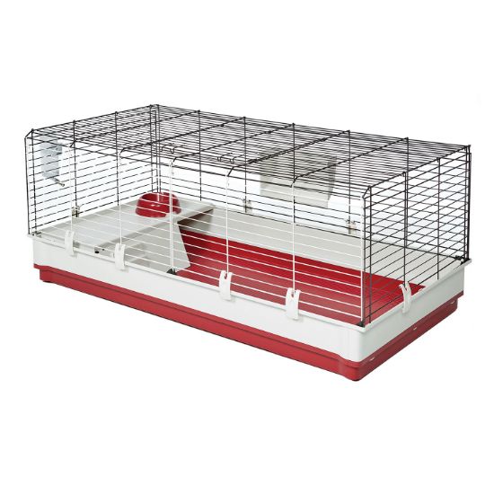Picture of Midwest Wabbitat Deluxe Extra Long Rabbit Home White, Red 47.24" x 23.62" x 19.68"