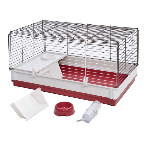 Picture of Midwest Wabbitat Deluxe Rabbit Home White, Red 39.50" x 23.75" x 19.75"